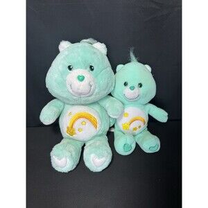 VTG Care Bears - 2 Wish Bear Plush Turquoise Shooting Star 2000s – 16" & 13" GUC